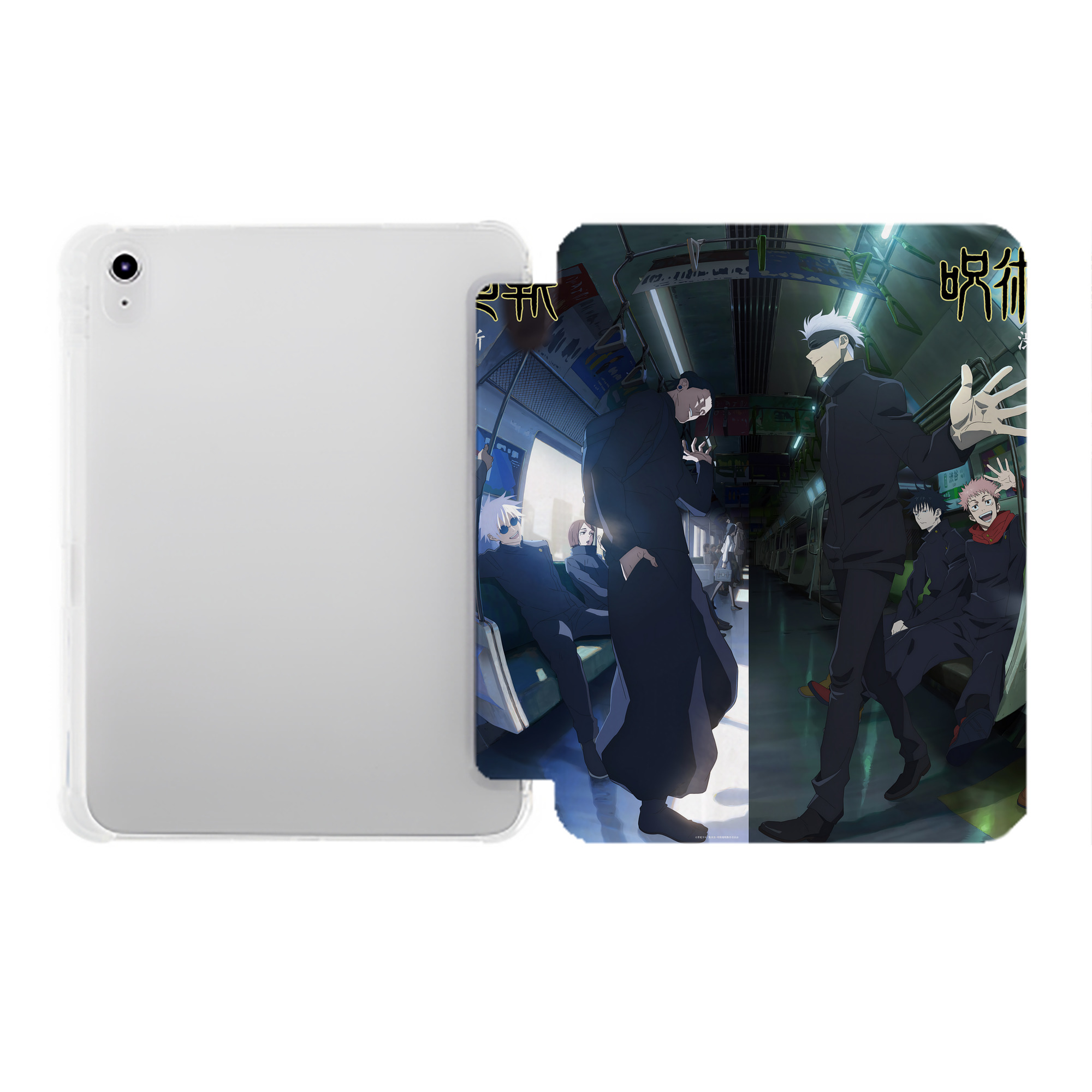 （画像用） 呪術廻戦 Jujutsu Kaisen IPad ケース ペン収納付き 三つ折りスタンド PUレザー×シリコン 対応機種9.5/10.5/10.9インチ